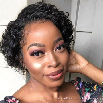 Pixie Cut  100% Peruvian Human Hair Short Lace Bob Wigs in Zurich for Black Women